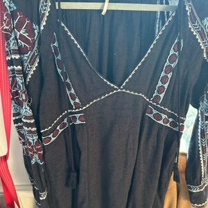 Bohemian Black Dress with Embroidered Details